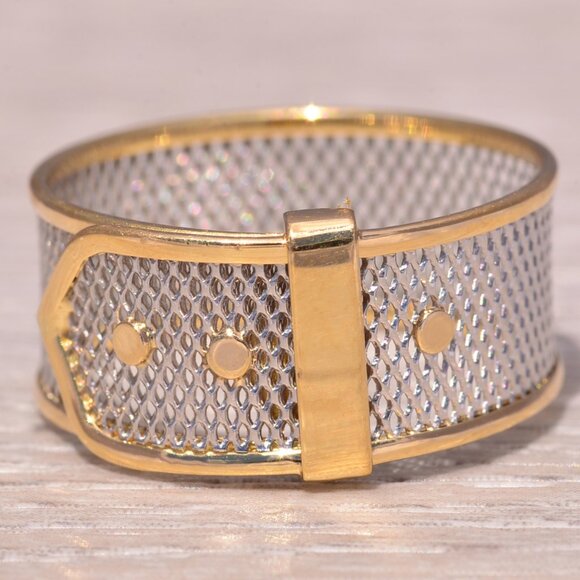 Platinum and Yellow Gold Buckle Ring